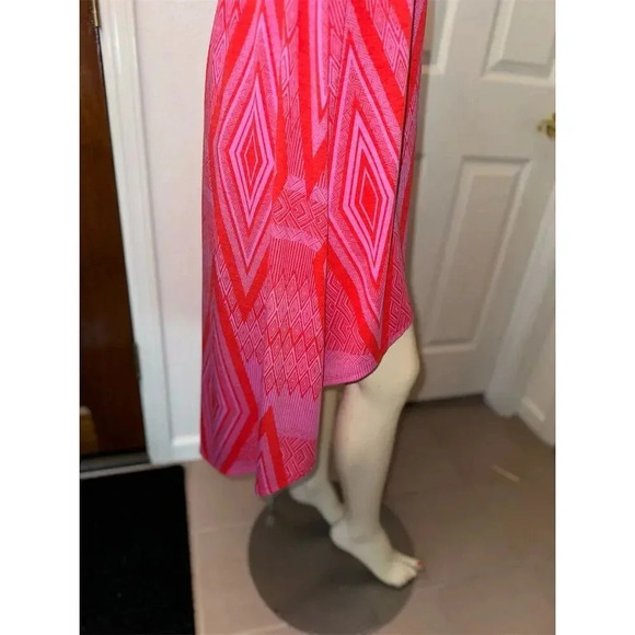 Xhilaration Women's XS Strapless High-Low Summer Dress Pink/Red Geometric - Picture 7 of 16